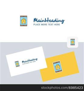 Real estate on phone vector logotype with business card template. Elegant corporate identity. - Vector