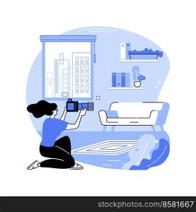 Real estate photographer isolated cartoon vector illustrations. Professional photographer takes photos of real estate, hold camera, preparing house for sale, small business vector cartoon.. Real estate photographer isolated cartoon vector illustrations.