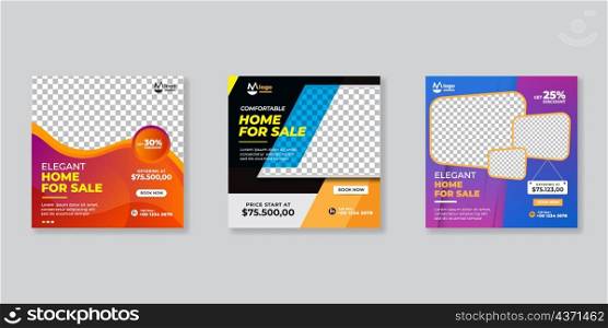 Real estate promotional square web banner