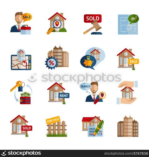 Real estate property rent and sale icons set isolated vector illustration