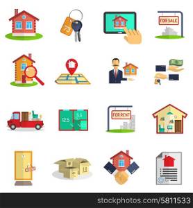 Real estate sale rent icons set on white background flat isolated vector illustration . Real estate icons set