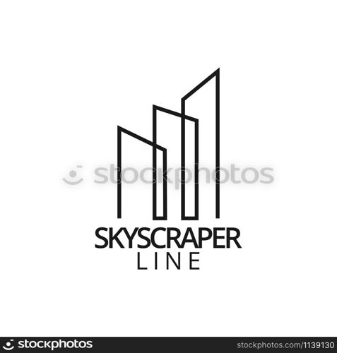 Real estate skyscraper logo icon graphic design template illustration. Real estate skyscraper logo icon graphic design template