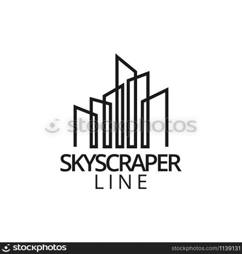 Real estate skyscraper logo icon graphic design template illustration. Real estate skyscraper logo icon graphic design template