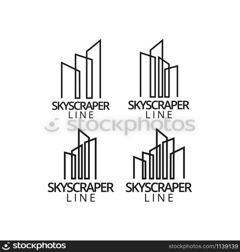 Real estate skyscraper logo icon graphic design template illustration. Real estate skyscraper logo icon graphic design template