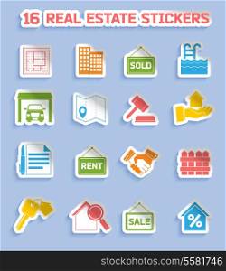 Real estate stickers set of commercial residential property elements isolated vector illustration