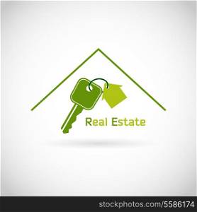 Real estate symbol roof and keys isolated on white background vector illustration