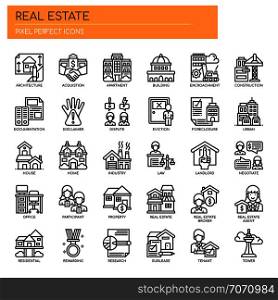 Real Estate , Thin Line and Pixel Perfect Icons