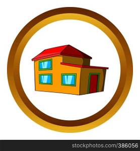 Real estate vector icon in golden circle, cartoon style isolated on white background. Real estate vector icon