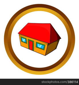 Real estate vector icon in golden circle, cartoon style isolated on white background. Real estate vector icon