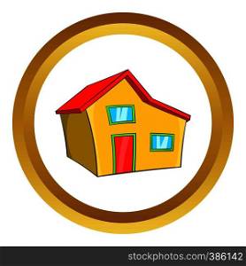 Real estate vector icon in golden circle, cartoon style isolated on white background. Real estate vector icon