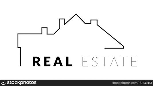 Real estate vector logo. Real estate vector logo with silhouette house and the roof