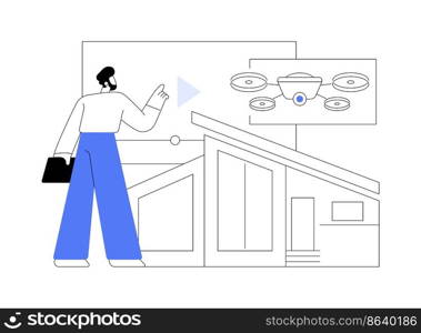 Real estate video tour abstract concept vector illustration. Real estate marketing, online streaming drone video, promotional shooting, open house, full-motion walk-through abstract metaphor.. Real estate video tour abstract concept vector illustration.