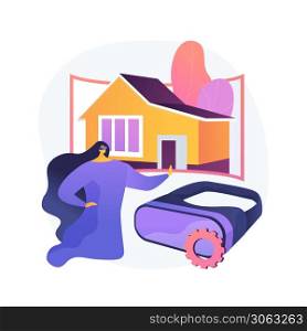 Real estate virtual tour abstract concept vector illustration. VR house tour, real estate agent, listing video walk-through, buying experience, home staging, potential buyer abstract metaphor.. Real estate virtual tour abstract concept vector illustration.