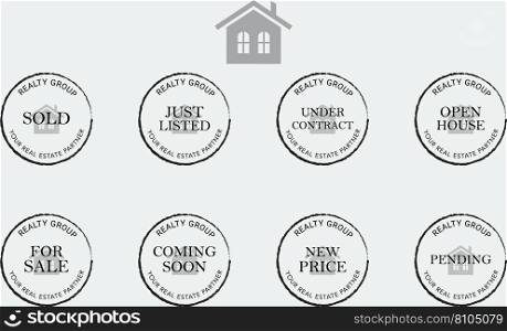 Real estate watermarks estate badges Royalty Free Vector