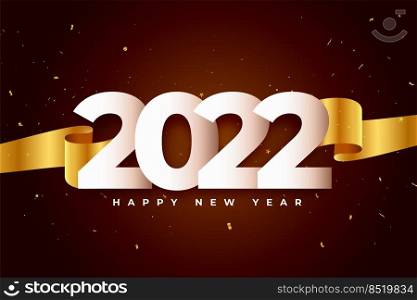 realistic 2022 new year greeting card with golden ribbon