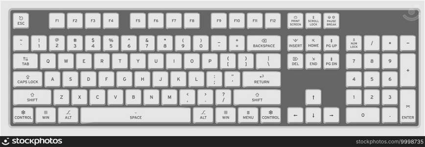 Realistic 3d computer keyboard. Laptop vector illustration. Realistic 3d computer keyboard. Laptop vector for your design
