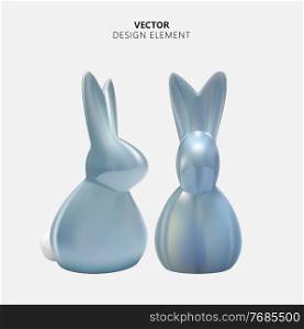 Realistic 3d easter bunny statuette. Design Element Vector Illustration.. Realistic 3d easter bunny statuette. Design Element Vector Illustration EPS10