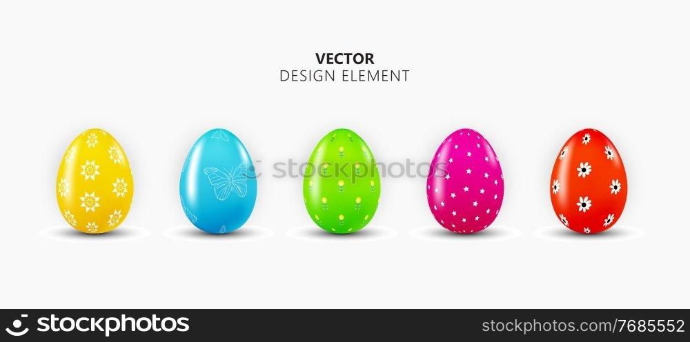 Realistic 3d Easter Egg Design Element Collection Set on Light Background. Vector Illustration. Realistic 3d Easter Egg Design Element Collection Set on Light Background. Vector Illustration EPS10