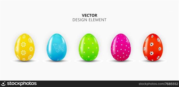 Realistic 3d Easter Egg Design Element Collection Set on Light Background. Vector Illustration. Realistic 3d Easter Egg Design Element Collection Set on Light Background. Vector Illustration EPS10
