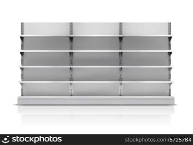 Realistic 3d empty supermarket shelf isolated on white background vector illustration