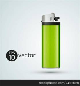 Realistic 3d gas lighter design template in light green color on white background vector illustration. 3d Gas Lighter Template