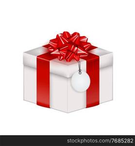 Realistic 3D Gift Box with Bow and Ribbon. Vector Illustration. Realistic 3D Gift Box with Bow and Ribbon. Vector Illustration EPS10