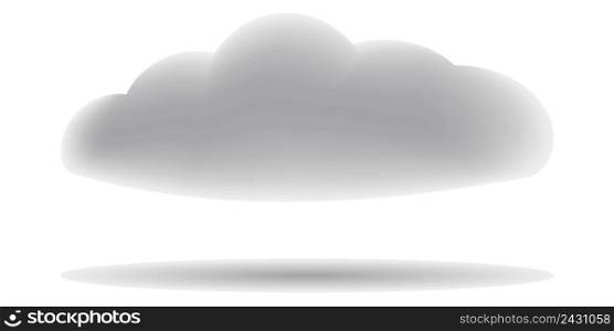 realistic 3D gray cloud with shadow, vector cloud with volume effect and realism