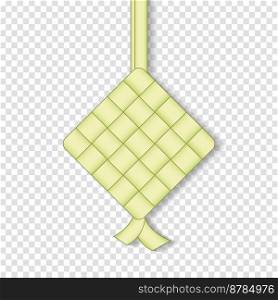 Realistic 3D ketupat. 3d ketupat rice dumpling Eid Mubarak. Ketupat icon illustration. Vector illustration