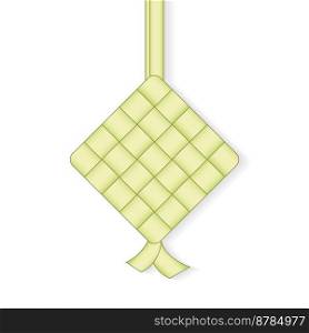 Realistic 3D ketupat. 3d ketupat rice dumpling Eid Mubarak. Ketupat icon illustration. Vector illustration