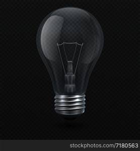 Realistic 3d light bulb vector illustration isolated on transparent background. Lightbulb, lamp glass electricity. Realistic 3d light bulb vector illustration isolated on transparent background