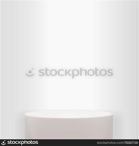 Realistic 3d museum podium with spotlight. Blank product pedestal template. Vector Illustration EPS10. Realistic 3d museum podium with spotlight. Blank product pedestal template. Vector Illustration