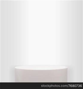 Realistic 3d museum podium with spotlight. Blank product pedestal template. Vector Illustration EPS10. Realistic 3d museum podium with spotlight. Blank product pedestal template. Vector Illustration