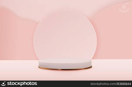 Realistic 3d pedestal over pink trendy background. Empty podium display for ads cosmetic product presentation, fashion magazine. Vector illustration EPS10. Realistic 3d pedestal over pink trendy background. Empty podium display for ads cosmetic product presentation, fashion magazine. Vector illustration