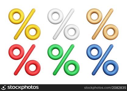 Realistic 3d percentage symbols collection vector illustration