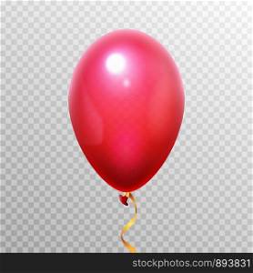 Realistic 3D red balloon. Flying helium air balloons for happy birthday party or carnival festival design decoration. Vector latex blowing object isolated on transparent background. Realistic 3D red balloon. Flying helium air balloons for party design. Vector object isolated on transparent background