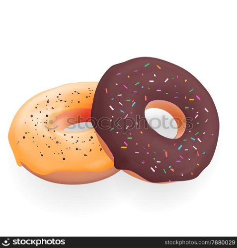 Realistic 3d sweet tasty donuts. Vector illustration. Realistic 3d sweet tasty donuts. Vector illustration EPS10