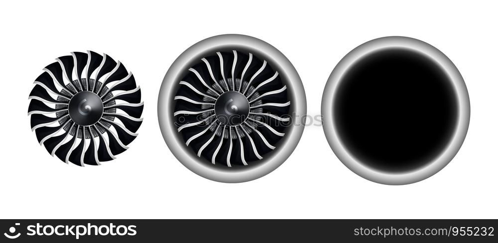 Realistic 3D turbo-jet engine of airplane vector illustration