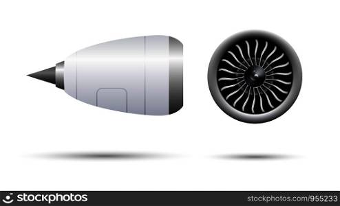 Realistic 3D turbo-jet engine of airplane, vector illustration