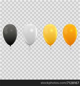 Realistic air helium balloons set on chess back. Realistic air balloons set