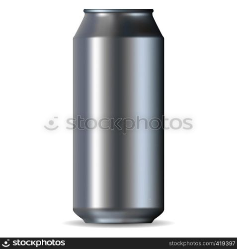 Realistic aluminum can isolated on a white background. Realistic aluminum can
