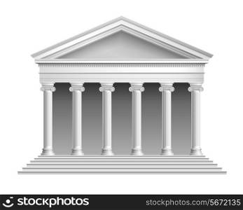 Realistic antique temple with ionic colonnade isolated on white background vector illustration