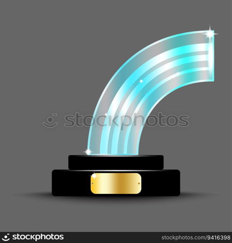 Realistic award layout design. Glass trophy in the form of an arch. 3d acrylic crystal arch. Vector illustration. stock image. EPS 10.. Realistic award layout design. Glass trophy in the form of an arch. 3d acrylic crystal arch. Vector illustration. stock image.