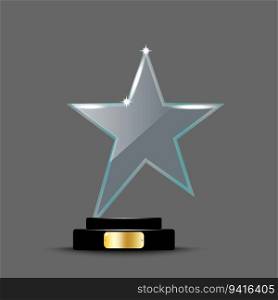 Realistic award layout design. Glass trophy in the form of an star. 3d acrylic crystal star. Vector illustration. stock image. EPS 10.. Realistic award layout design. Glass trophy in the form of an star. 3d acrylic crystal star. Vector illustration. stock image.