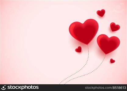 realistic balloon hearts flying on soft pink background