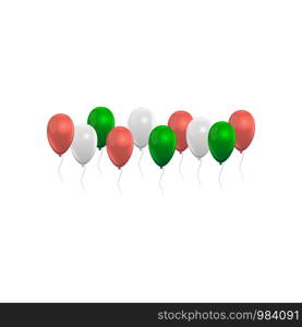Realistic balloons set in red green and white, grey colors. Balloons set in red green and white, grey colors