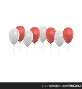 Realistic balloons set red and white, grey colors. Balloons set red and white, grey colors