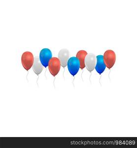 REalistic balloons set red blue and white grey colors. Balloons set red blue and white grey colors