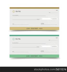 Realistic bank check set isolated on white background vector illustration