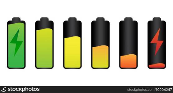 Realistic battery charge. Green energy set. Vector illustration. EPS 10.. Realistic battery charge. Green energy set. Vector illustration.