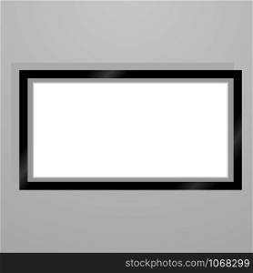 Realistic Black and White photo frame with blank empty space, place. vector illustration, isolated on background. Grey wall gallery. For presentation, text, pictures, interior, decor, design object